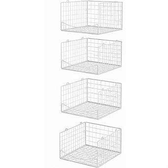 4 Pack Stackable Closet Organizer Shelves Foldable Metal Storage Bins