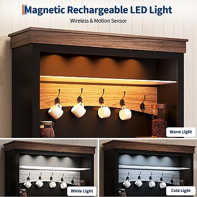 Coffee Bar Cabinet,72" Coffee Bar Hutch with Storage,Sideboard Buffet Cabinet with Microwave Stand