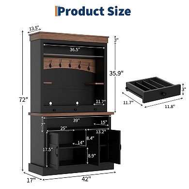 Coffee Bar Cabinet,72" Coffee Bar Hutch with Storage,Sideboard Buffet Cabinet with Microwave Stand