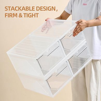 Stackable Magnetic Door Storage Shoe Box for Organizing Shoes