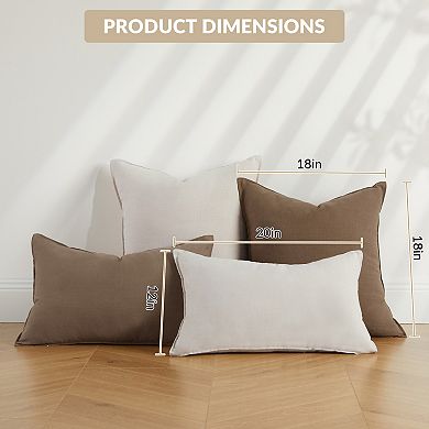 4Pcs Solid Linen Pillow Covers, Decorative Natural Square & Lumbar Pillow Cases for Couch Sofa