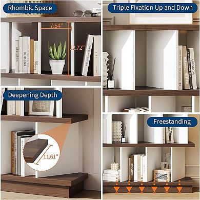 8-Cube Low Bookcase: Wood Open Storage Organizer with 10 Removable Back Panels