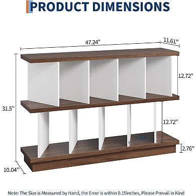 8-Cube Low Bookcase: Wood Open Storage Organizer with 10 Removable Back Panels