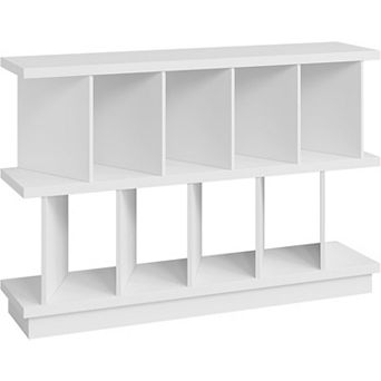 8-Cube Low Bookcase: Wood Open Storage Organizer with 10 Removable Back Panels