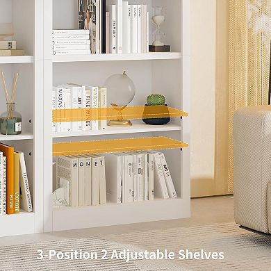 71" 5-Tier Bookcase: Modern Wooden Open Storage Shelf for Home Office