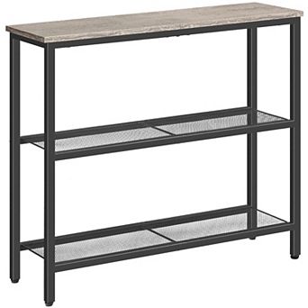 Industrial 3 tier Console Table with Shelves, Narrow Sofa Table for Compact Spaces
