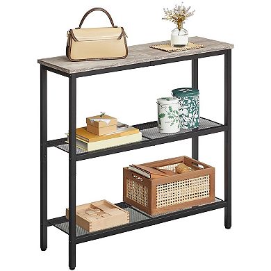 Industrial 3 Tier Console Table with Shelves, Narrow Sofa Table for Compact Spaces