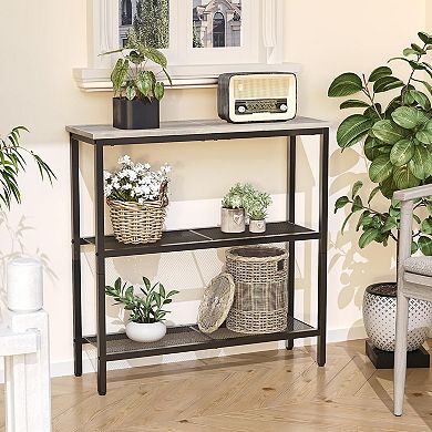Industrial 3 Tier Console Table with Shelves, Narrow Sofa Table for Compact Spaces