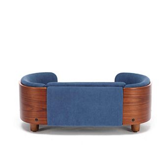 IFMALL Elevated Pet Sofa Bed with Solid Wood Legs and Velvet Cushion