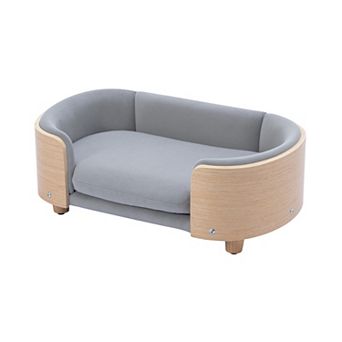 IFMALL Elevated Pet Sofa Bed with Solid Wood Legs and Velvet Cushion