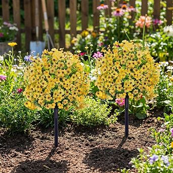 2 Packs Artificial Outdoor Bushes, UV Resistant Fake Flowers for Front Door, Patio & Porch