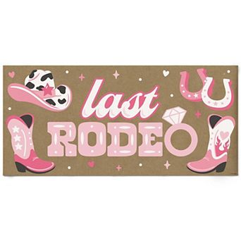 Last Rodeo Kraft Paper Banner, Pink Cowgirl Bachelorette Party Printed Brown Paper Sign Decor 1 ct