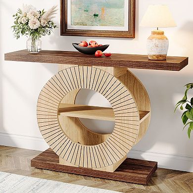 Farmhouse Console Table with Shelves, Rectangular Entryway, Hallway, or Behind Sofa Table