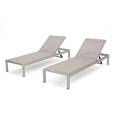 Chaise Lounge (Set of 2) Adjustable Aluminum Mesh Loungers with Wheels