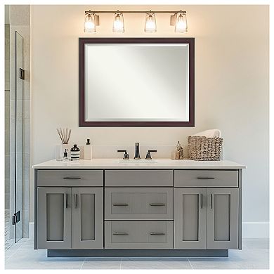 Grand Narrow Beveled Framed Bathroom Vanity Wall Mirror
