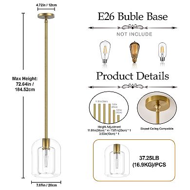 Heavy Duty Industrial Solid Crystal Pendant Light Fixture for Kitchens and Dining Rooms