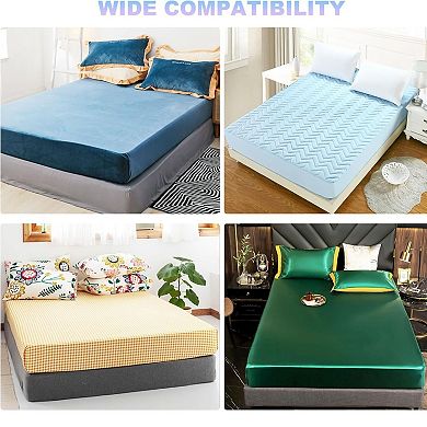 4 Piece Bed Sheet Straps Adjustable Elastic Suspenders with Metal Clips