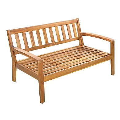 Merax 2-Piece Outdoor Teak Acacia Wood Conversation Set - Loveseat & Coffee Table