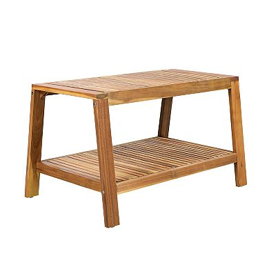 Merax 2-Piece Outdoor Teak Acacia Wood Conversation Set - Loveseat & Coffee Table