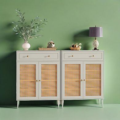 Modern Shoe Storage Cabinet with Drawer & Adjustable Shelves