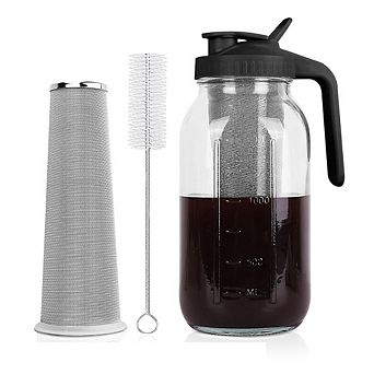 Great Ambitions Cold Brew Coffee Maker, 64oz Glass Pitcher with Filter & Leak-Proof Lid