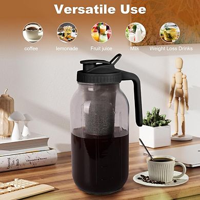 Great Ambitions Cold Brew Coffee Maker, 64oz Glass Pitcher with Filter & Leak-Proof Lid