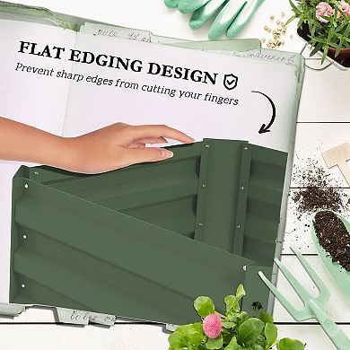 Galvanized Steel Raised Planter with Trellis, Outdoor Planter Box for Tomatoes, Fruits