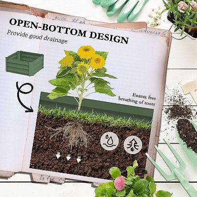 Galvanized Steel Raised Planter with Trellis, Outdoor Planter Box for Tomatoes, Fruits