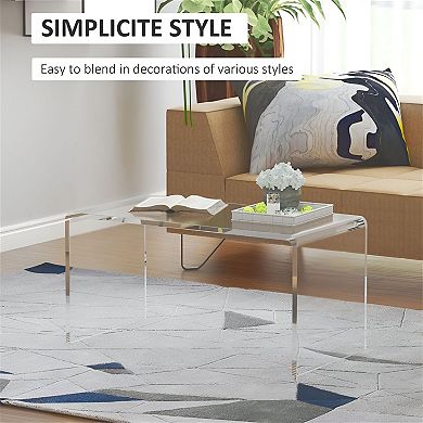 32 inch Acrylic Waterfall End Table, Lightweight Modern Side Table for Living Room - Clear