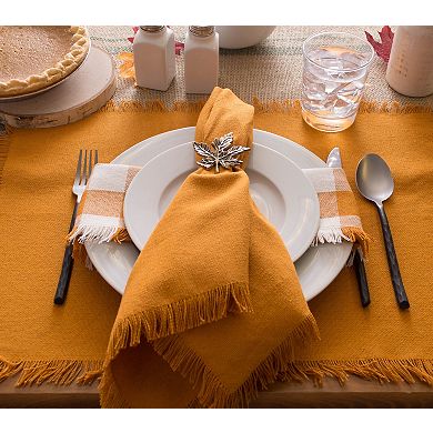 DII Pumpkin Spice Heavyweight Fringe Placemat Set/6