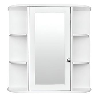 White Wall Mount Mirror Cabinet for Bathroom Vanity with Adjustable Interior Shelves