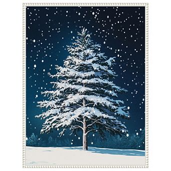 Winter Snowy Pine Tree by Pictufy Studio Framed Canvas Wall Art Print