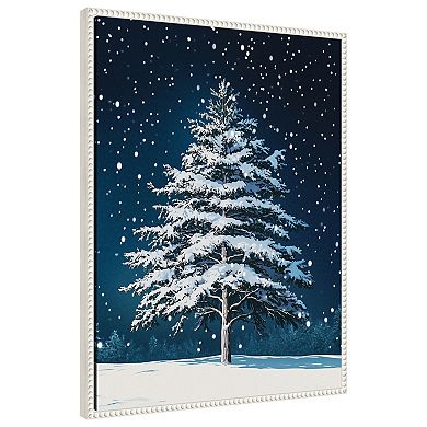 Winter Snowy Pine Tree by Pictufy Studio Framed Canvas Wall Art Print
