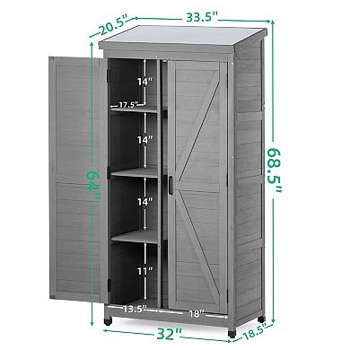 Garden Storage Cabinet with Rust-Proof Metal Top and Shelf