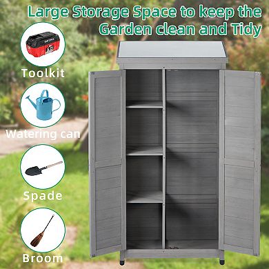 Garden Storage Cabinet with Rust-Proof Metal Top and Shelf
