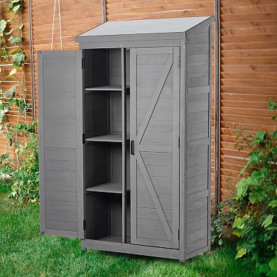 Garden Storage Cabinet with Rust-Proof Metal Top and Shelf
