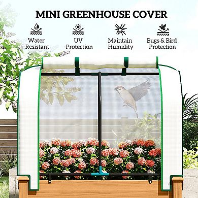 Outsunny 35inchx22inchx47inch Raised Garden Bed with PE Greenhouse Cover