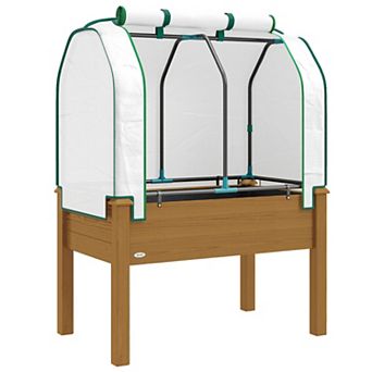 Outsunny 35"x22"x47" Raised Garden Bed with PE Greenhouse Cover,