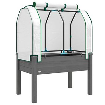 Outsunny 35"x22"x47" Raised Garden Bed with PE Greenhouse Cover,