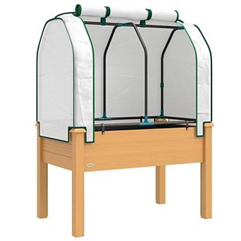 Outsunny 35inchx22inchx47inch Raised Garden Bed with PE Greenhouse Cover