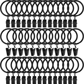 40 Pack Metal Curtain Rings with Clips, Drapery Clips Hooks, Decorative Curtain Rod Clips