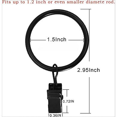 40 Pack Metal Curtain Rings with Clips, Drapery Clips Hooks, Decorative Curtain Rod Clips