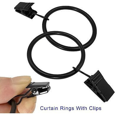 40 Pack Metal Curtain Rings with Clips, Drapery Clips Hooks, Decorative Curtain Rod Clips