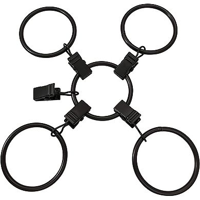 40 Pack Metal Curtain Rings with Clips, Drapery Clips Hooks, Decorative Curtain Rod Clips