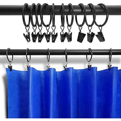40 Pack Metal Curtain Rings with Clips, Drapery Clips Hooks, Decorative Curtain Rod Clips