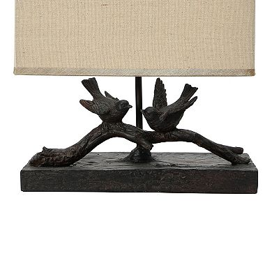 Hello Honey Rustic Resin Bird Lamp with Rectangle Shade