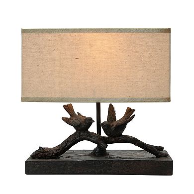 Hello Honey Rustic Resin Bird Lamp with Rectangle Shade