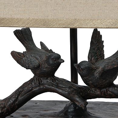 Hello Honey Rustic Resin Bird Lamp with Rectangle Shade