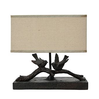 Hello Honey Rustic Resin Bird Lamp with Rectangle Shade