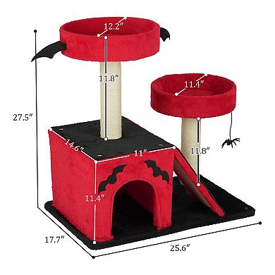Gothic Cat Tree with Condo and Scratching Posts Multi Level Cat Tower